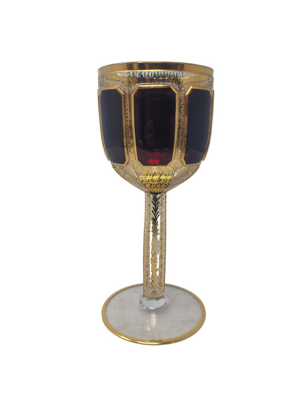 VINTAGE EBC9 Ruby Gold Collection Ebeling & Reuss Water Goblet Wine Glass 7"